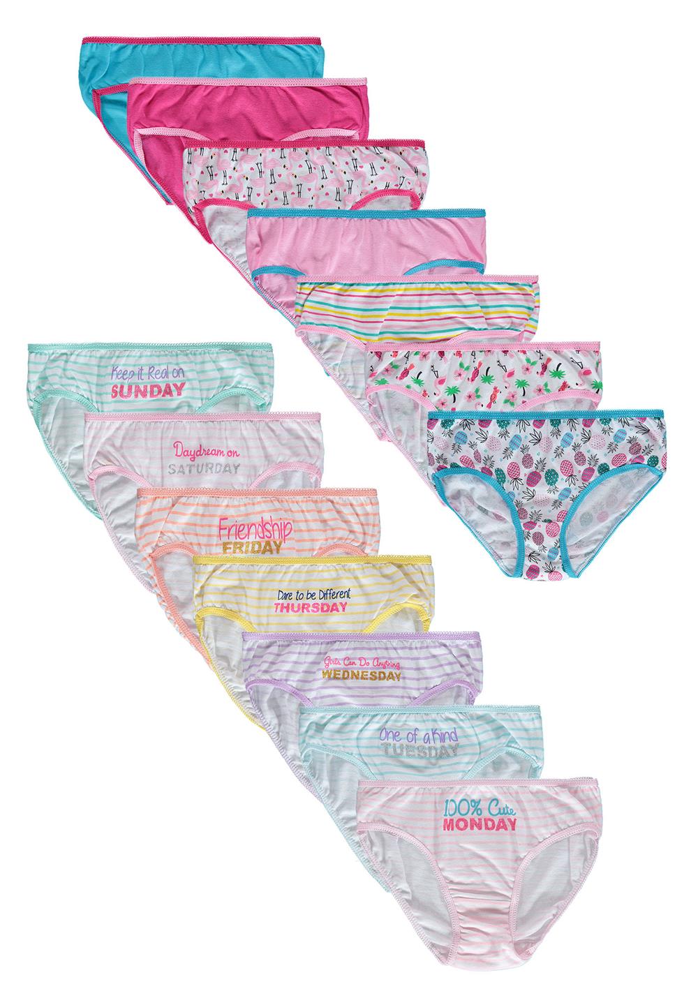 Rene Rofe Girls' Soft Cotton Bikini Underwear Panties (14 Pack) - Small /  Pink