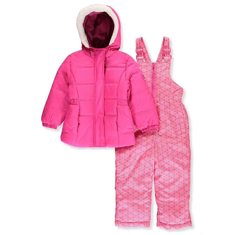Pink Platinum Girls Fur Hood 2 Piece Snowsuit