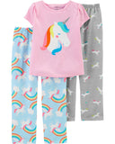 Carters Girls 2T-4T Unicorn 3-Piece Pajama Set