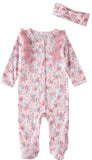 Nicole Miller Girls 0-9 Months Floral Sleep and Play with Headband