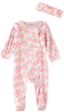 Nicole Miller Girls 0-9 Months Floral Sleep and Play with Headband