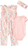 Nicole Miller Girls 0-9 Months 3-Piece Bodysuit Coverall Set