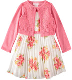 Youngland Girls Floral Pleated Shrug Dress
