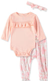 Rene Rofe Baby Girls 0-9 Months Floral Bodysuit Pant Set with Headband