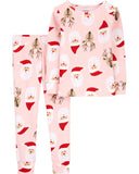 Carters Girls 2T-4T 2-Piece Santa Cotton Pajama Set