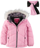 London Fog Girls 4-6X Bubble Jacket with Scarf