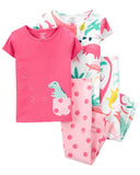 Carters Girls 2T-5T Dinosaur 4-Piece Pajama Set