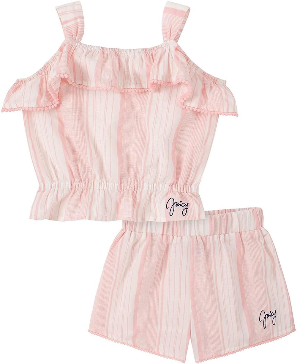 Juicy Couture Girls 12-24 Months Pom Ruffle Short Set