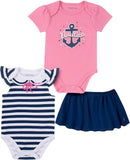 Nautica Girls 0-9 Months Anchor 3-Piece Bodysuit Skirt Set