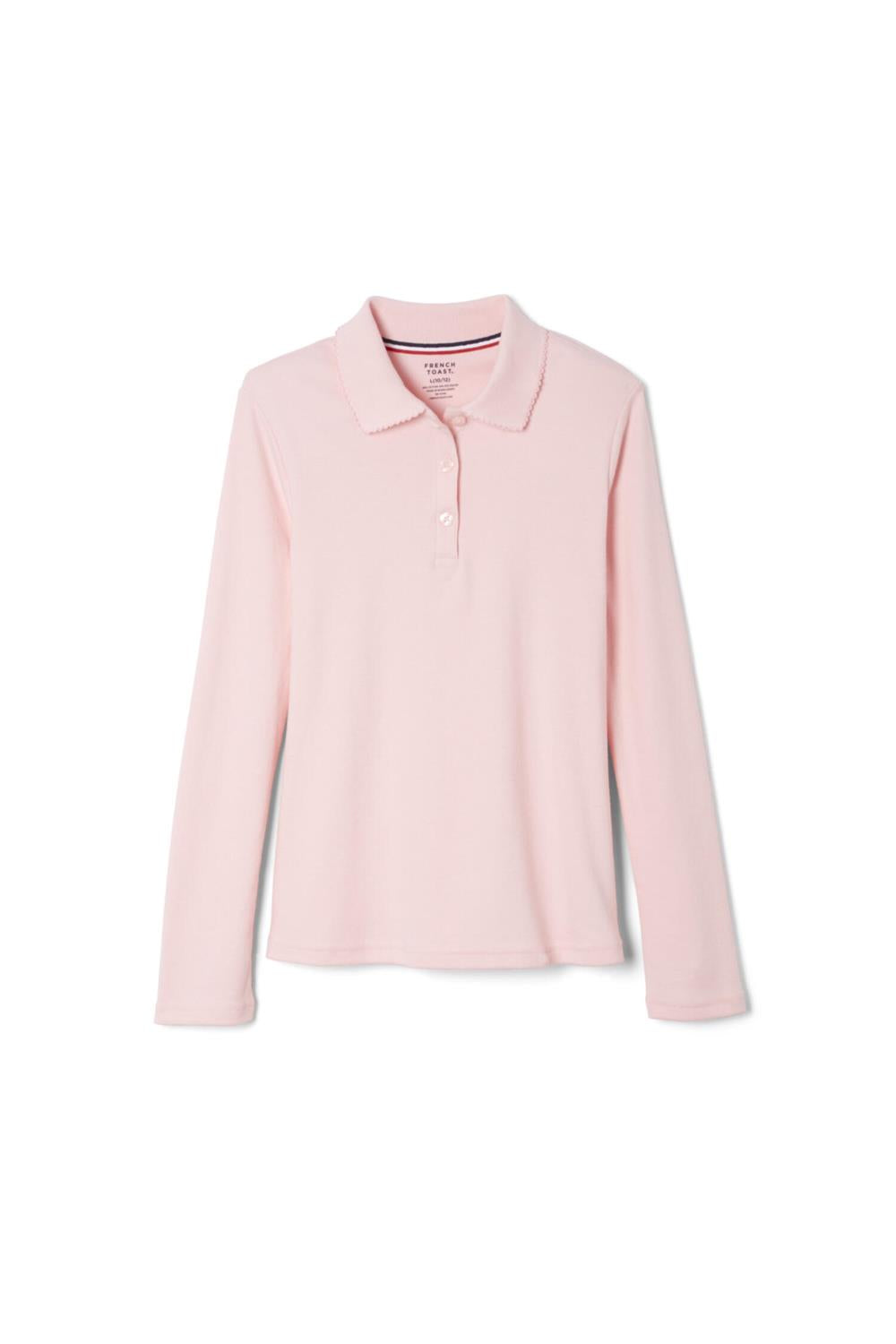 French Toast Girls 7-20 Long Sleeve Interlock Polo with Picot Collar