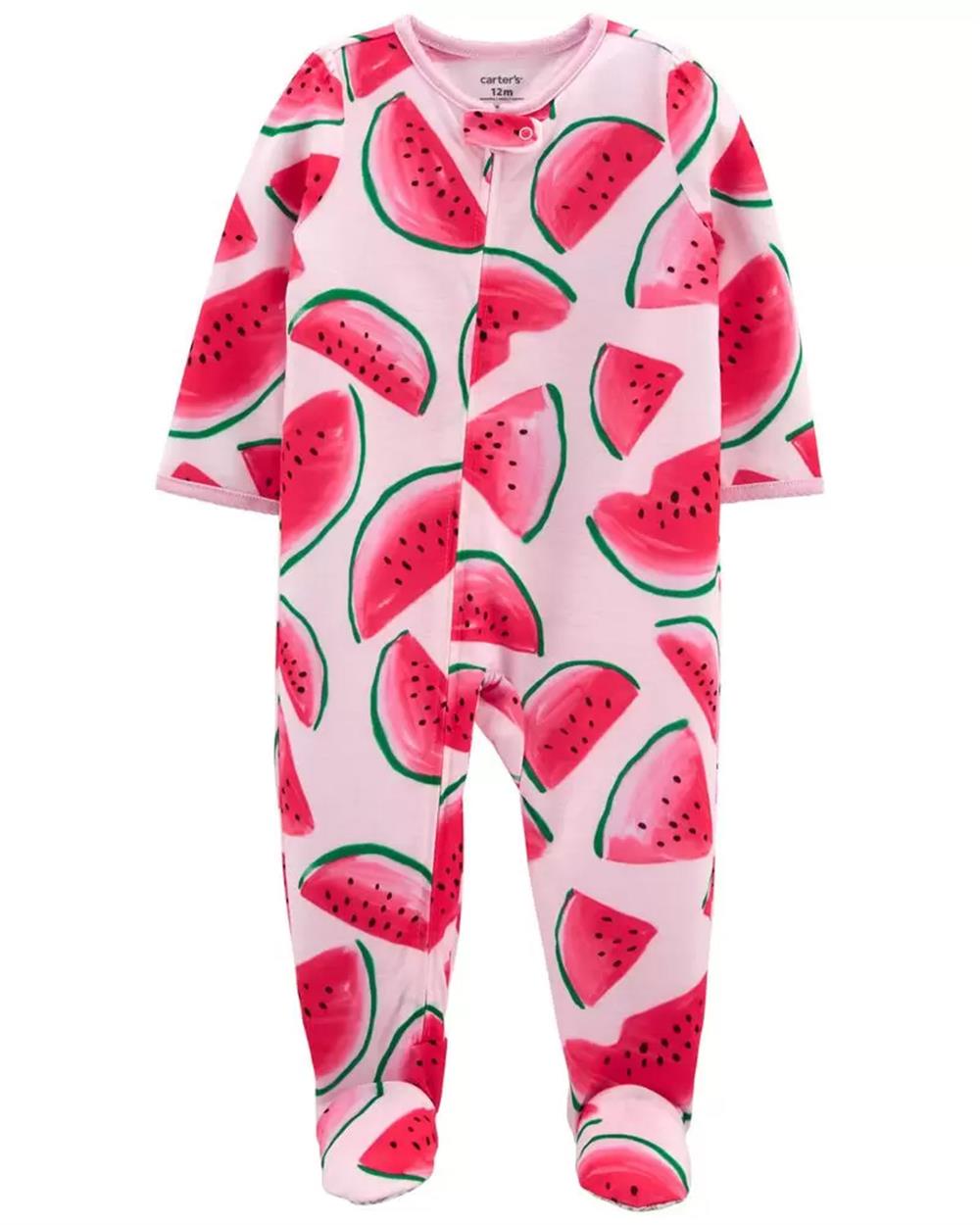 Carters Girls 12-24 Months 1-Piece Watermelon Loose Fit Footie PJs