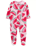 Carters Girls 12-24 Months 1-Piece Watermelon Loose Fit Footie PJs