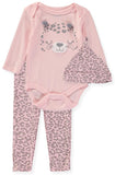 Bon Bebe Baby Girls 0-9 Months Leopard Bodysuit Pant Set with Hat