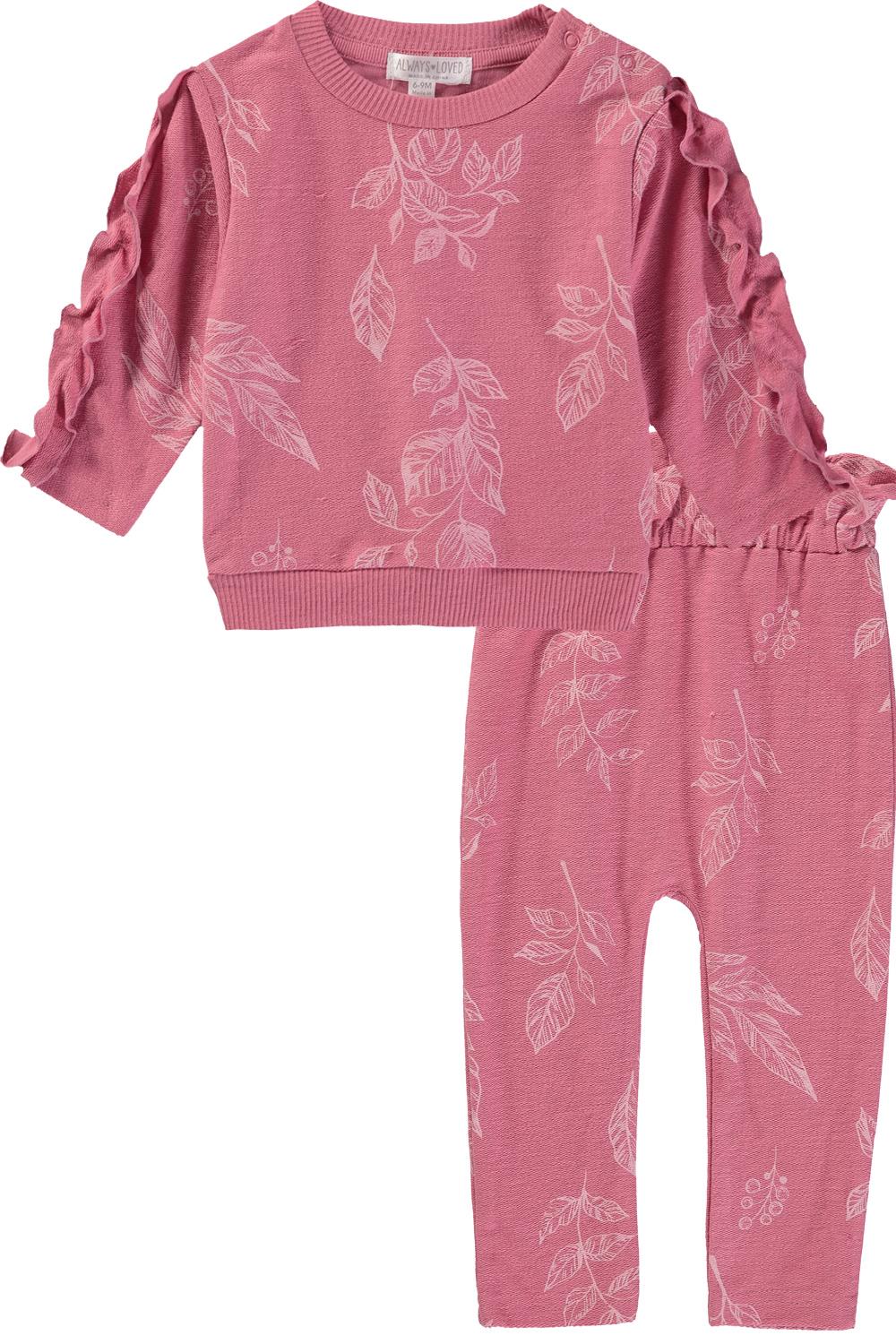 Always Loved Girls 0-9 Months 2-Piece Ruffle Floral Pant Set