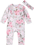 Calvin Klein Girls 0-9 Months Floral Coverall with Headband