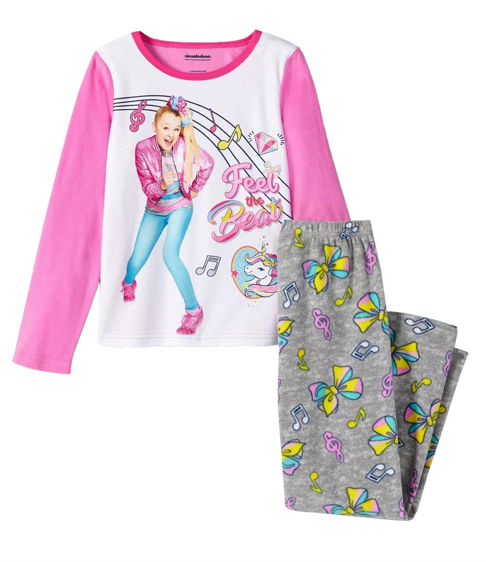 Nickelodeon Girls 4-10 Jojo Siwa 2-Piece Microfleece Pajama Set - Pink / 4