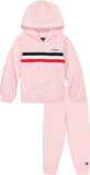 Tommy Hilfiger Girls Ruffle Chest Logo Hooded Pullover Sweatshirt Jog Set