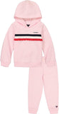 Tommy Hilfiger Girls Classic Chest Ruffle Logo Fleece Pullover Hooded Jog Set