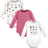 Hudson Baby Girls 0-24 Months 3-Pack Long Sleeve Bodysuits