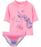 Carters Girls 4-10 Unicorn 2-Piece Rashguard Set