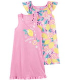 Carters Girls 4-14 2-Pack Lemon Nightgowns