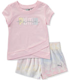 PUMA Girls 2T-4T T-Shirt Mesh Short Set