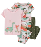 Carters Girls 12-24 Months 4-Piece Dinosaur 100% Snug Fit Cotton PJs