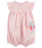 Carters Girls 0-24 Months Seahorse Snap-Up Romper