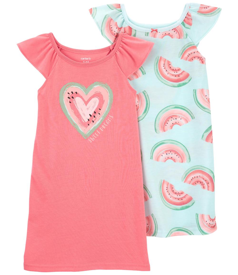 Carters Girls 2-14 Watermelon Nightgowns, 2-Pack