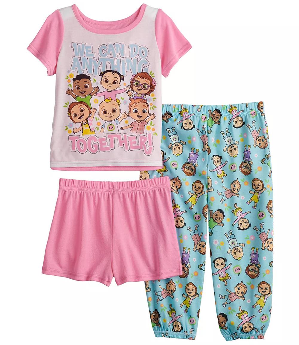 Cocomelon Girls 2T-4T 3-Piece Pajama Set