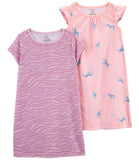 Carters Girls 2T-5T Zebra Nightgowns, 2-Pack