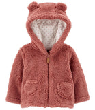 Carters Girls 0-24 Months Zip-Up Sherpa Cardigan Jacket