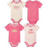 Juicy Couture Girls 0-9 4-Pack Short Sleeve Bodysuits