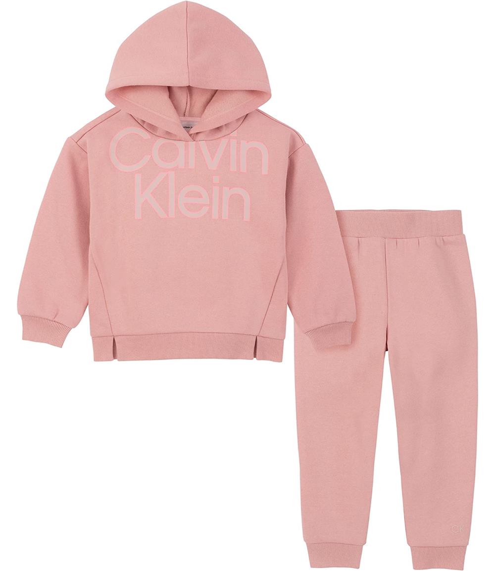Calvin Klein Girls 2T-4T Hooded Jogger Set - 2T / Pink