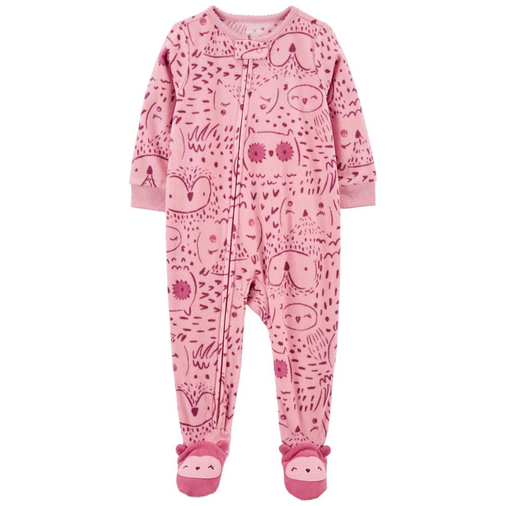 New Carter's Sheep Fleece pajama PJs Girl 1pc Sleeper Footed Footie Toddler