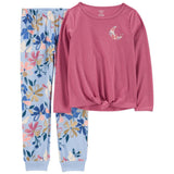 Carters Girls 4-16 2-Piece Loose Fit Poly & Fleece Pajamas