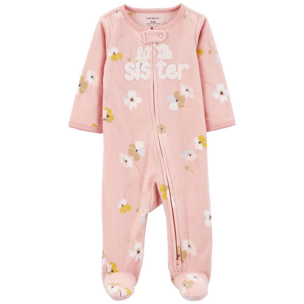 Carters Girls 0-9 Months Little Sister Zip-Up Fleece Sleep & Play Pajama