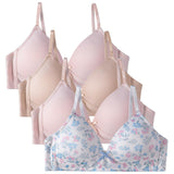 Cyndeelee Girls 7-16 Wireless Molded Padded Bras with Adjustable Straps, 4-Pack