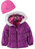 London Fog Girls 2T-4T Puffer Jacket Hat Set