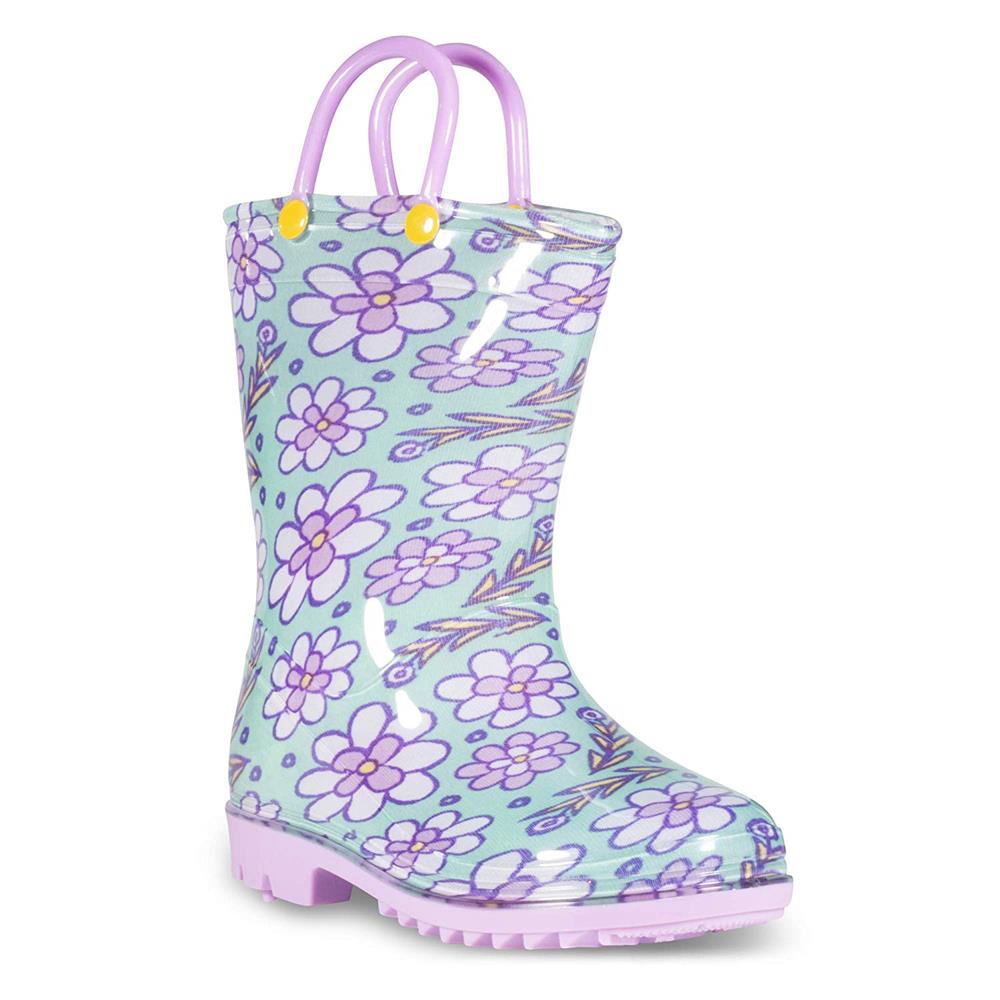 Lilly Of New York Girls 5-10 Toddler Floral Mint Rainboot