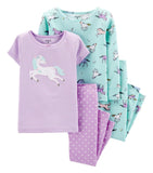 Carters Girls 2T-5T Unicorn 4-Piece Cotton Pajama Set