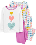 Carters Girls Heart 4-Piece Cotton Pajamas