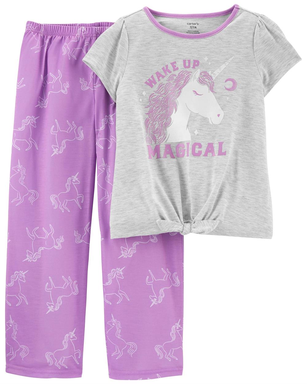 Carters Girls 4-10 2-Piece Unicorn Loose Fit Poly PJs