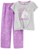 Carters Girls 4-10 2-Piece Unicorn Loose Fit Poly PJs