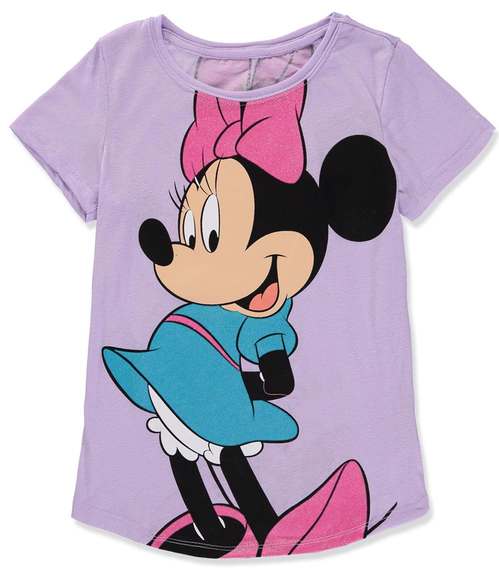 Mouse Short T-Shirt Minnie Print Screen Disney – 4-14 S&D Sleeve Girls Kids