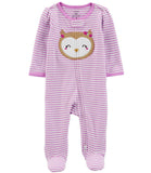 Carters Girls 0-9 Months Owl 2-Way Zip Cotton Sleep & Play