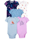 Carters Girls 0-24 Months 5-Pack Short Sleeve Bodysuits