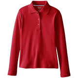 French Toast Girls 2-6x Long Sleeve Interlock Polo with Picot Collar