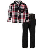 Quad Seven Little Boys 2T-4T Woven Plaid Pant Set