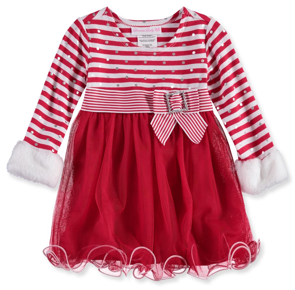 Bonnie Jean Baby Girls Striped Santa Dress Red 24 Months Bonnie Jean Baby Girls Striped Santa Dress Red 24 Months